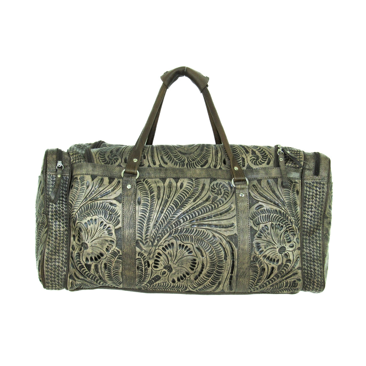 American West Classic Travel Zip Around Duffle Bag With Front Pouch And Side Zipper Pockets
