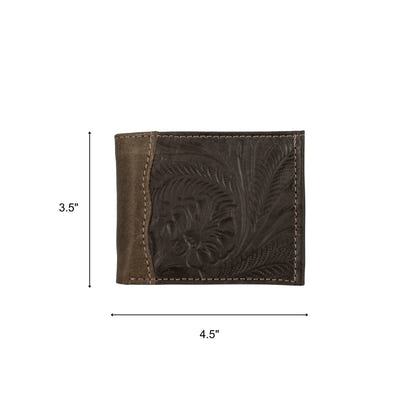 American West Waxed Leather Mens Bi-Fold Wallet