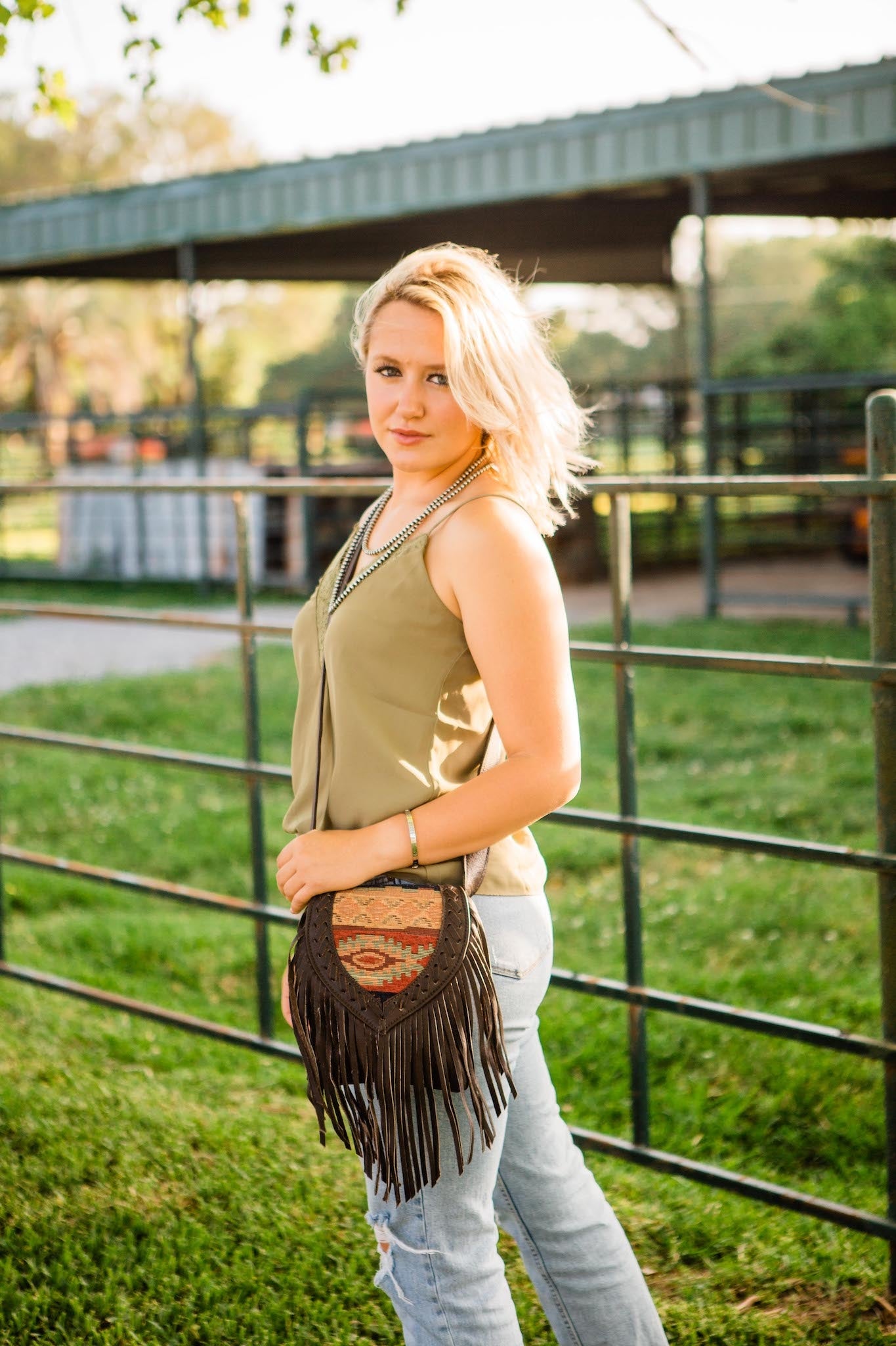 American West Fringed Cowgirl Crossbody with Fringe