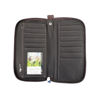 American West Ladies Zip-Around Wallet with Wrist Strap