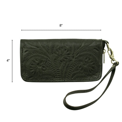 American West Ladies Zip-Around Wallet with Wrist Strap