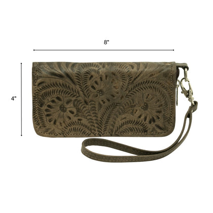American West Ladies Zip-Around Wallet with Wrist Strap