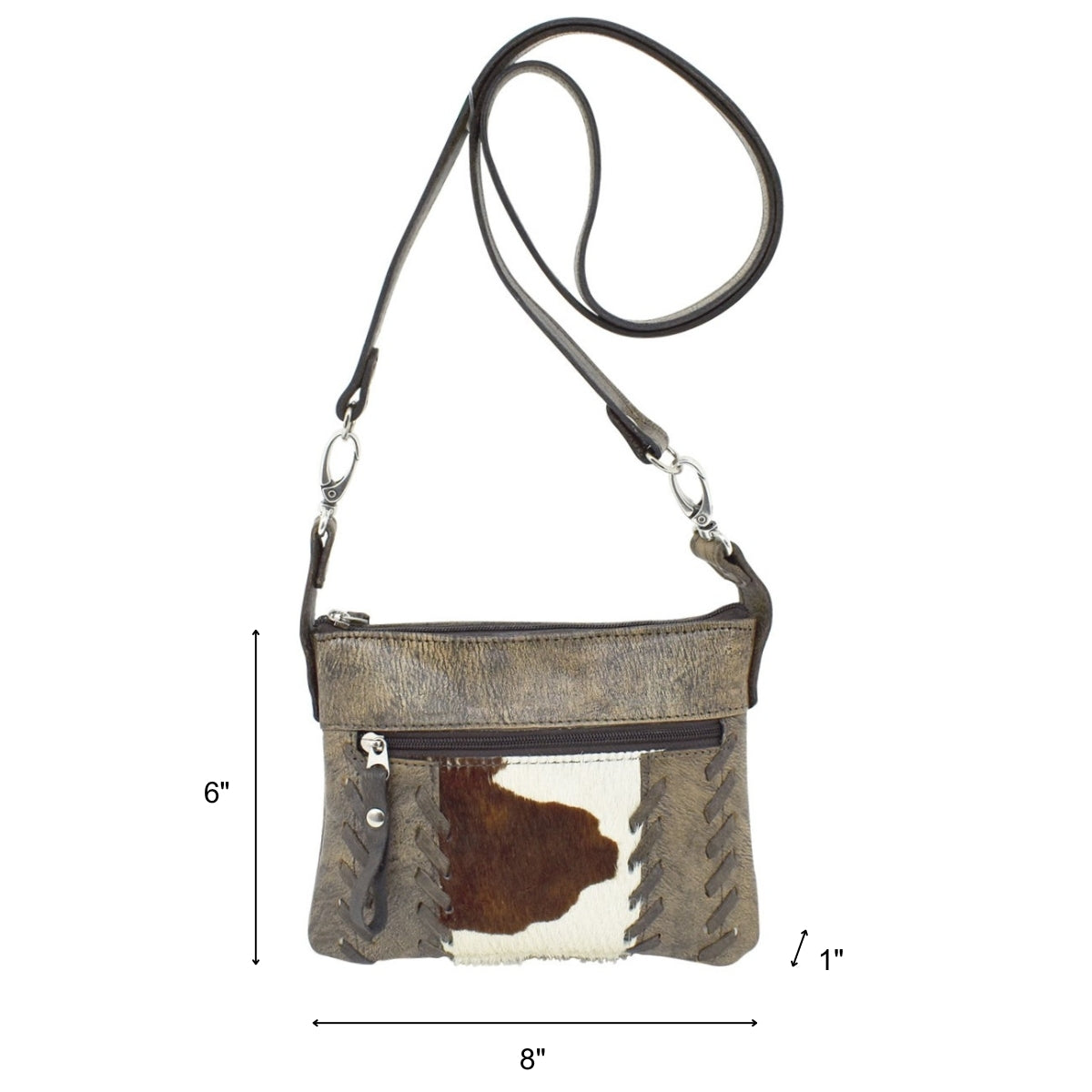 American West Cowtown Trail Rider Crossbody/Hip Bag with Hair-On Hide