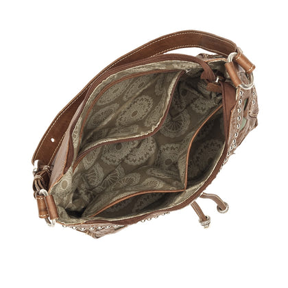 American West Lady Lace Zip Top Everyday Hobo With 2 Side Pockets