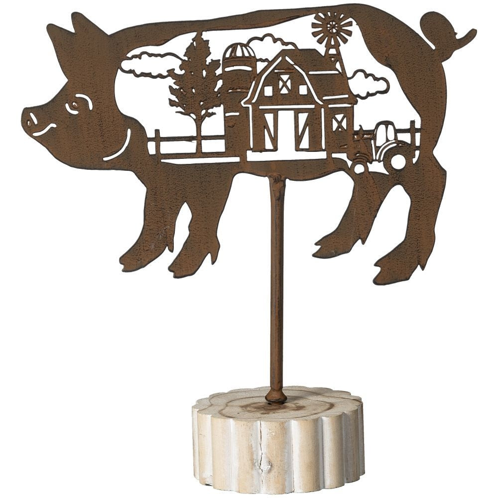 Gift Corral Tabletop Pig Cutout with Farm Scene