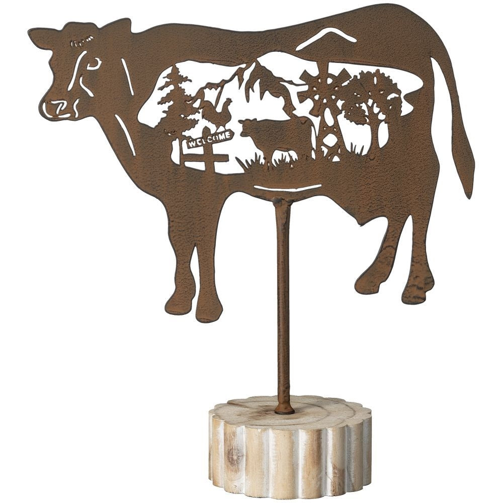 Gift Corral Tabletop Cow Cutout with Mountain Scene
