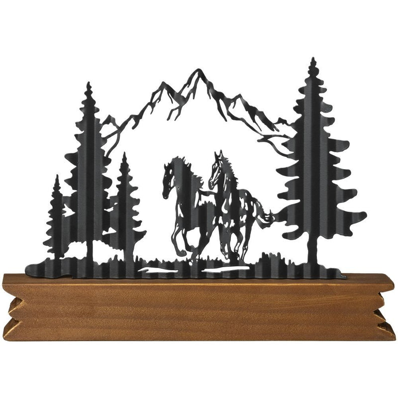 Gift Corral Two Horses/Trees/Mountains Tabletop Decor