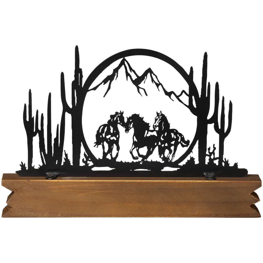 Gift Corral Galloping Horses Cactus Scene Dcor