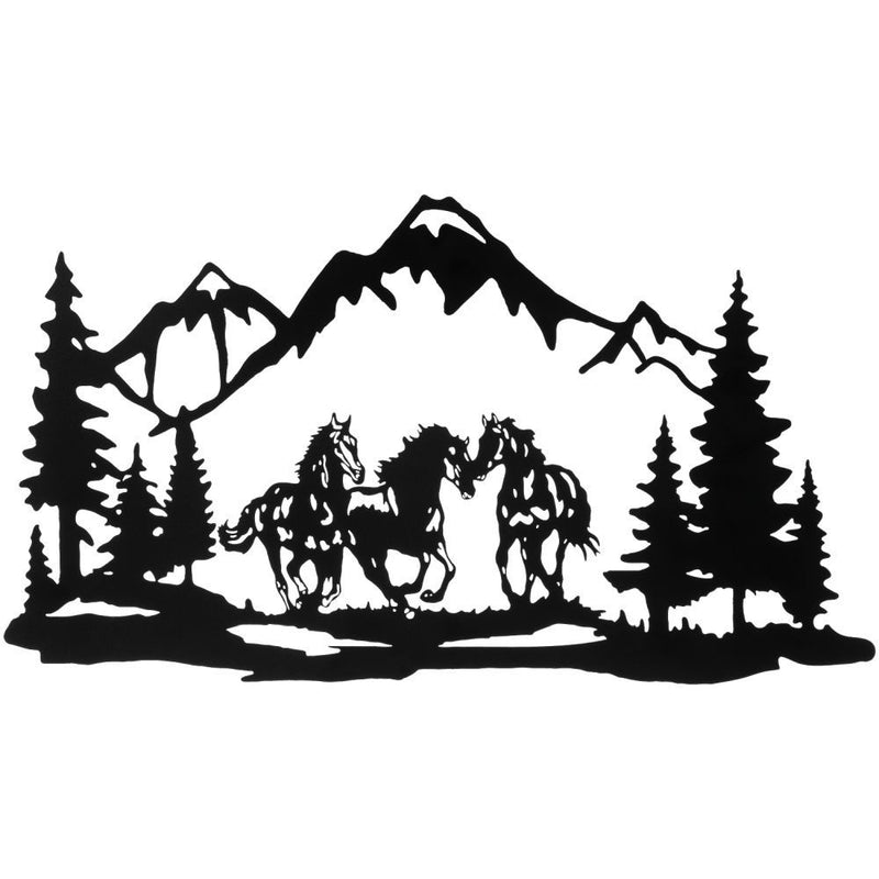 Gift Corral Galloping Horses Mountain Scene Wall Art