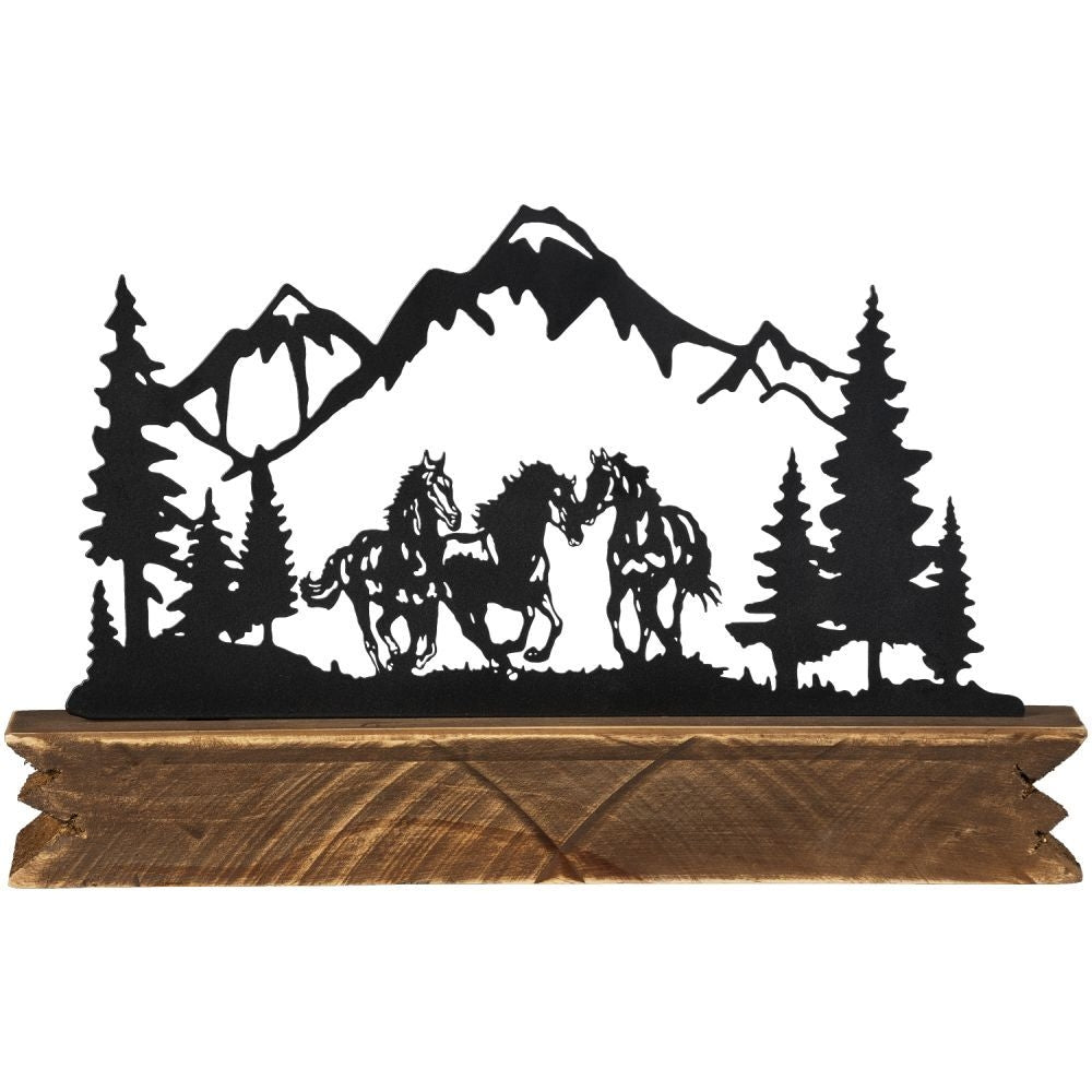 Gift Corral Horses Mountain Scene Dcor