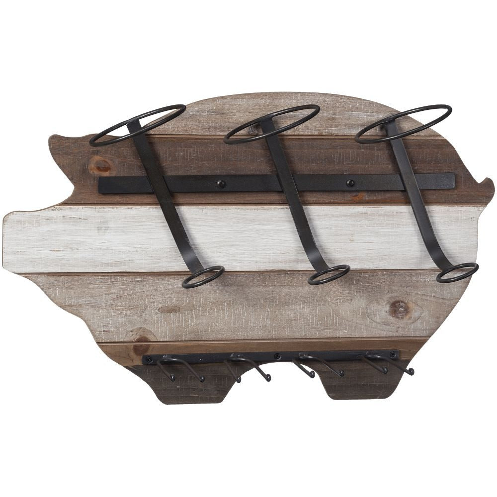 Gift Corral Pig Wine Bottle & Glass Holder