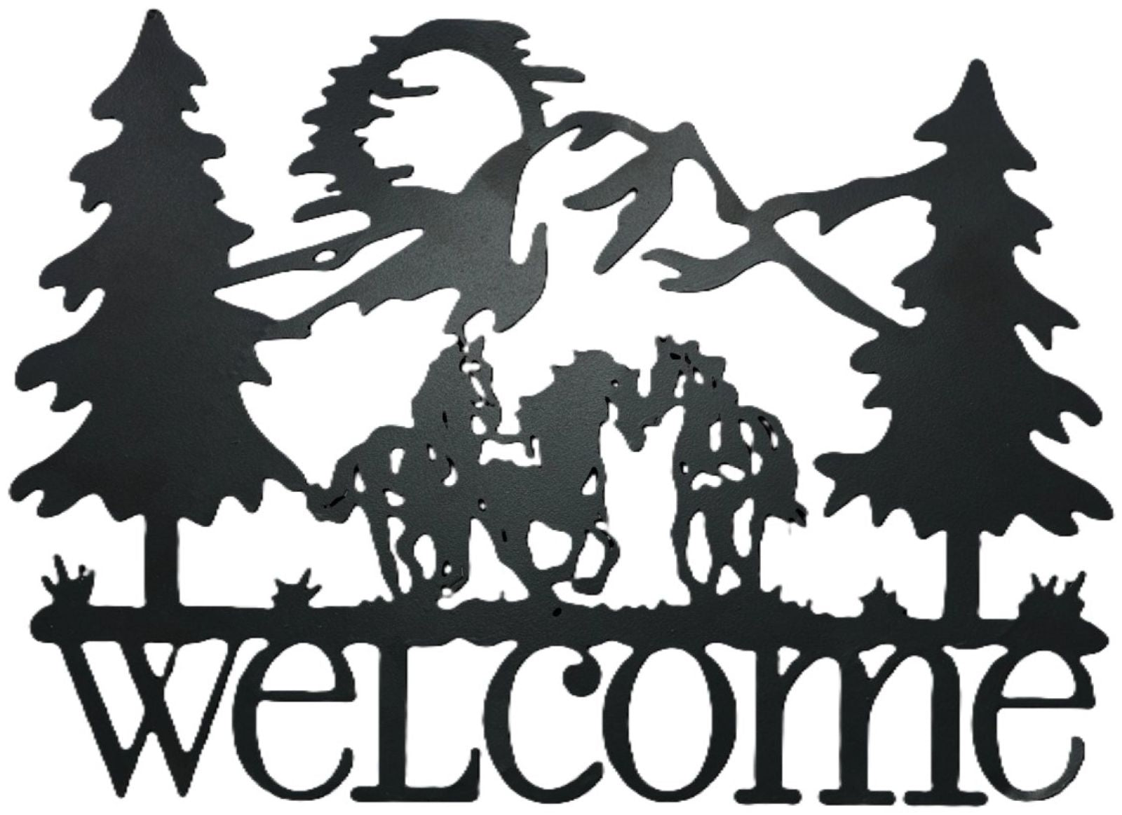 Gift Corral Horse & Mountains Welcome Sign
