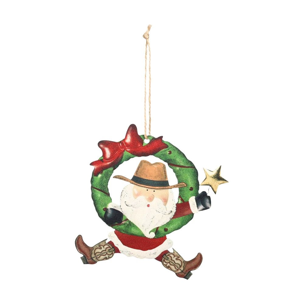 Gift Corral Santa and Wreath Ornament
