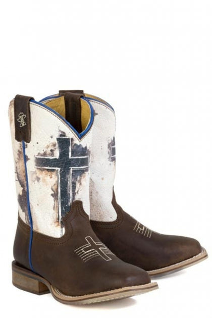 Tin Haul Little Kids Church Cross Square Toe Boots