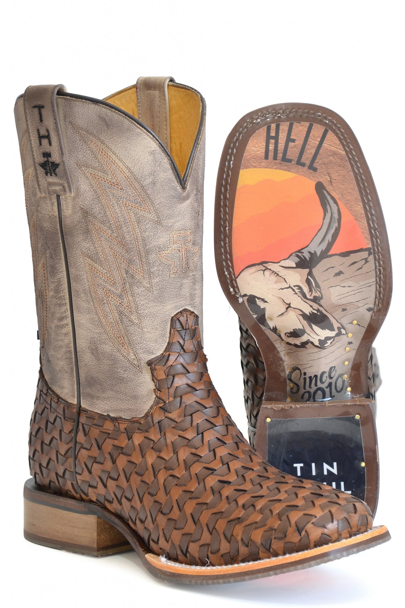 Tin Haul Mens Ripples Raisin Hell Square Toe Boots