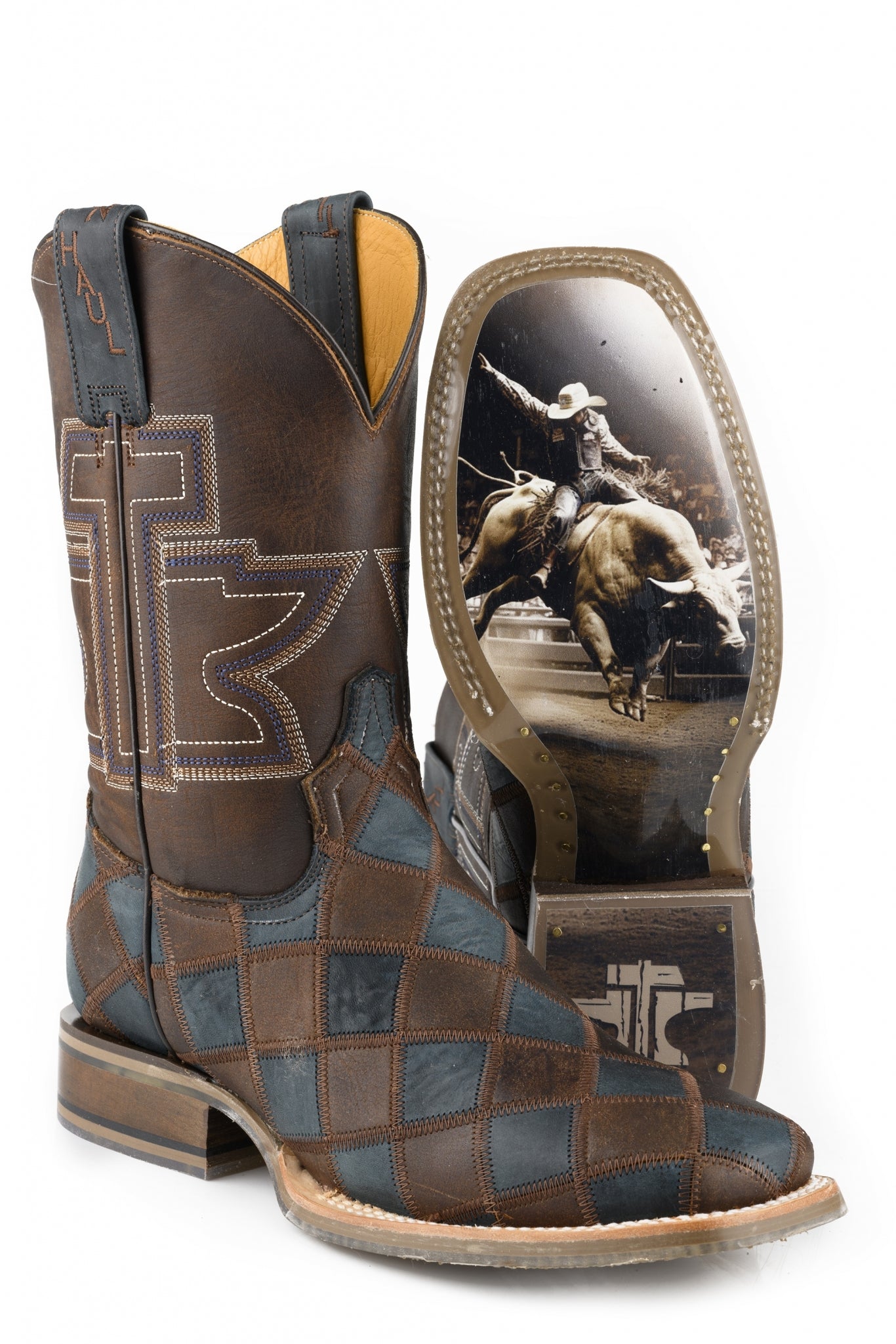 Tin Haul Mens Check Me Out Square Toe Boots