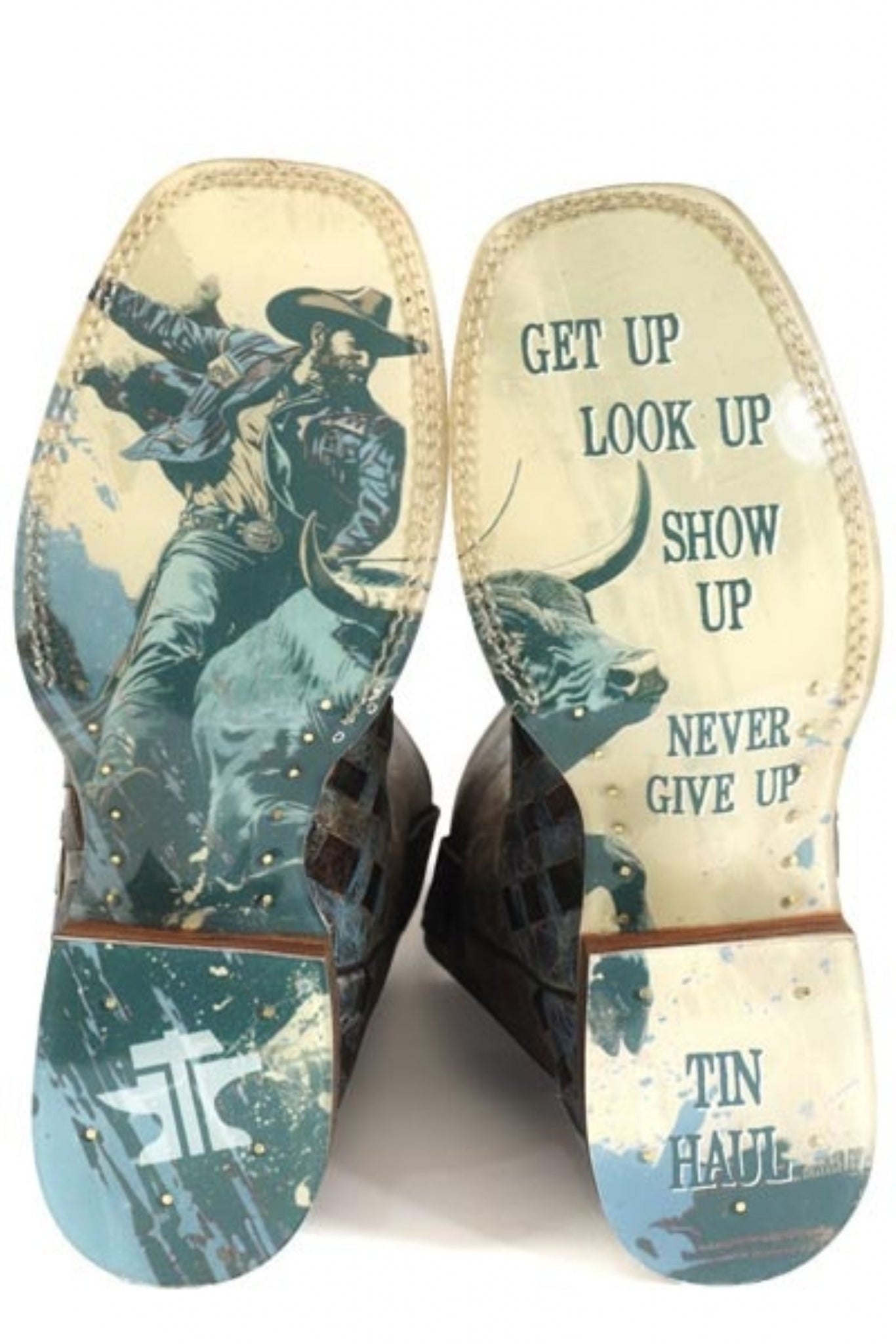 Tin Haul Mens Never Give Up Square Toe Boots