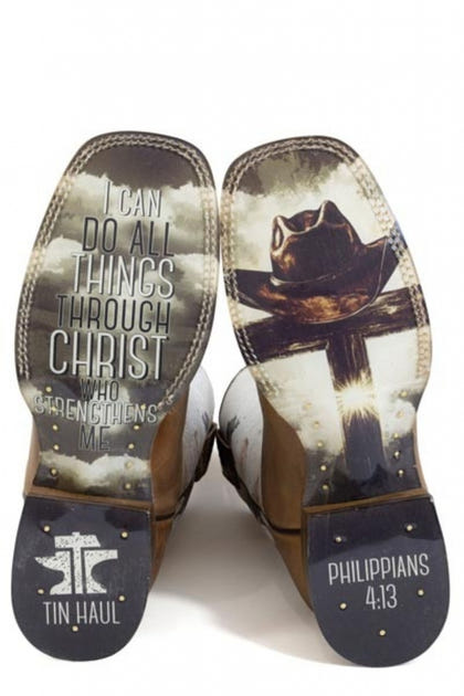 Tin Haul Mens Church Cross Square Toe Boots