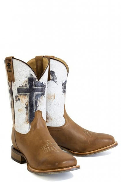 Tin Haul Mens Church Cross Square Toe Boots