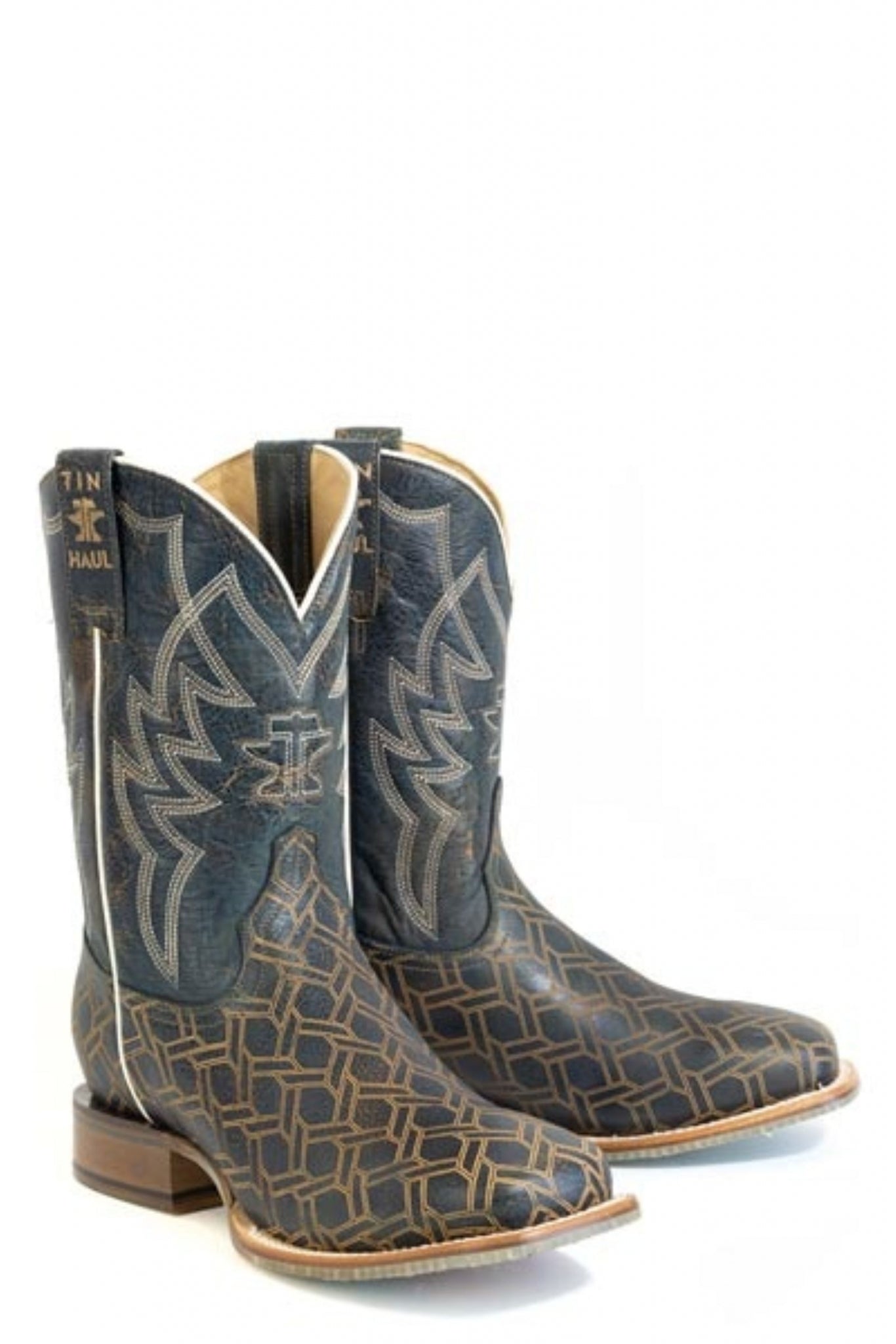 Tin Haul Mens Ride Em Cowboy Square Toe Boots