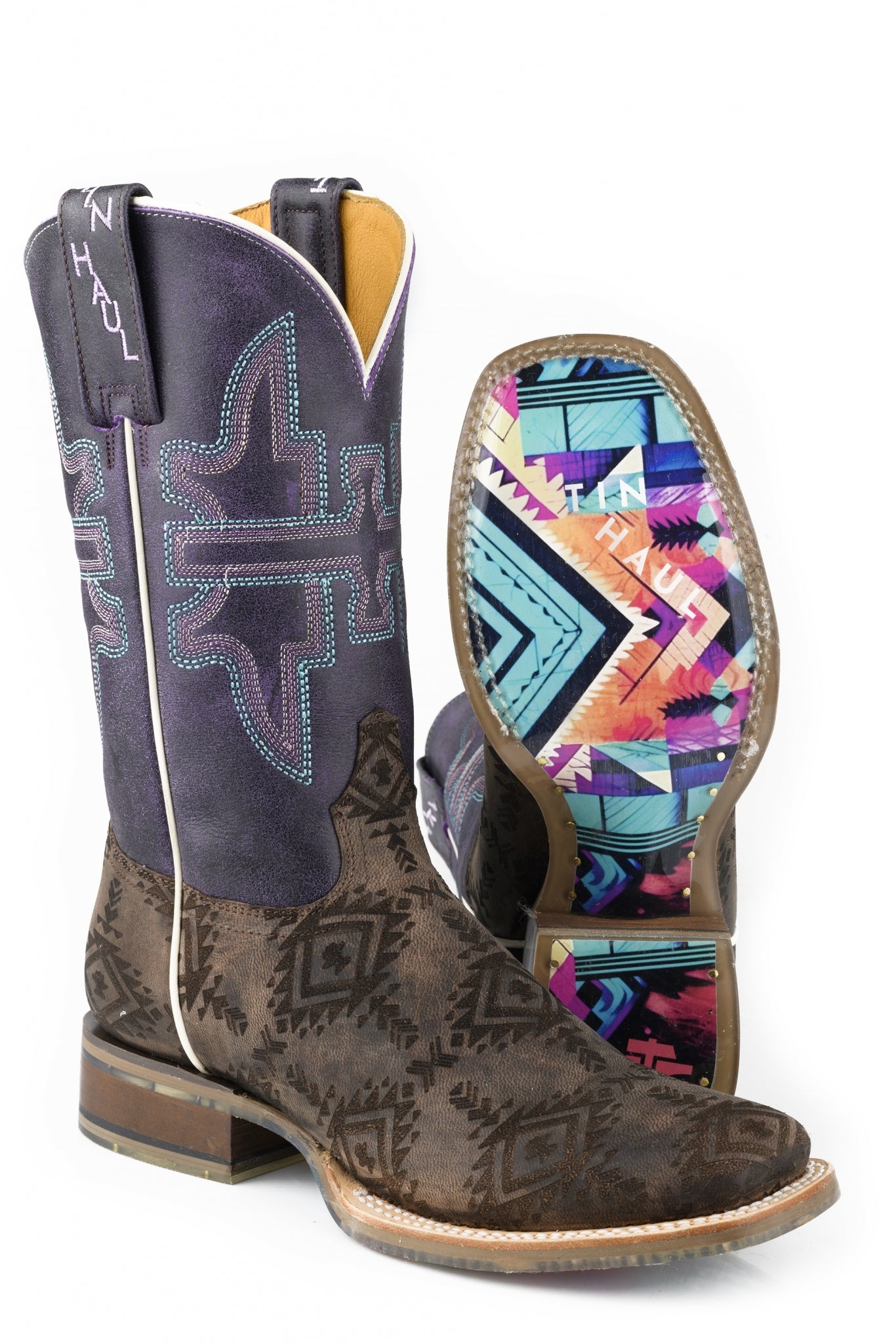 Tin Haul Ladies Sizzling Aztec Square Toe Boots