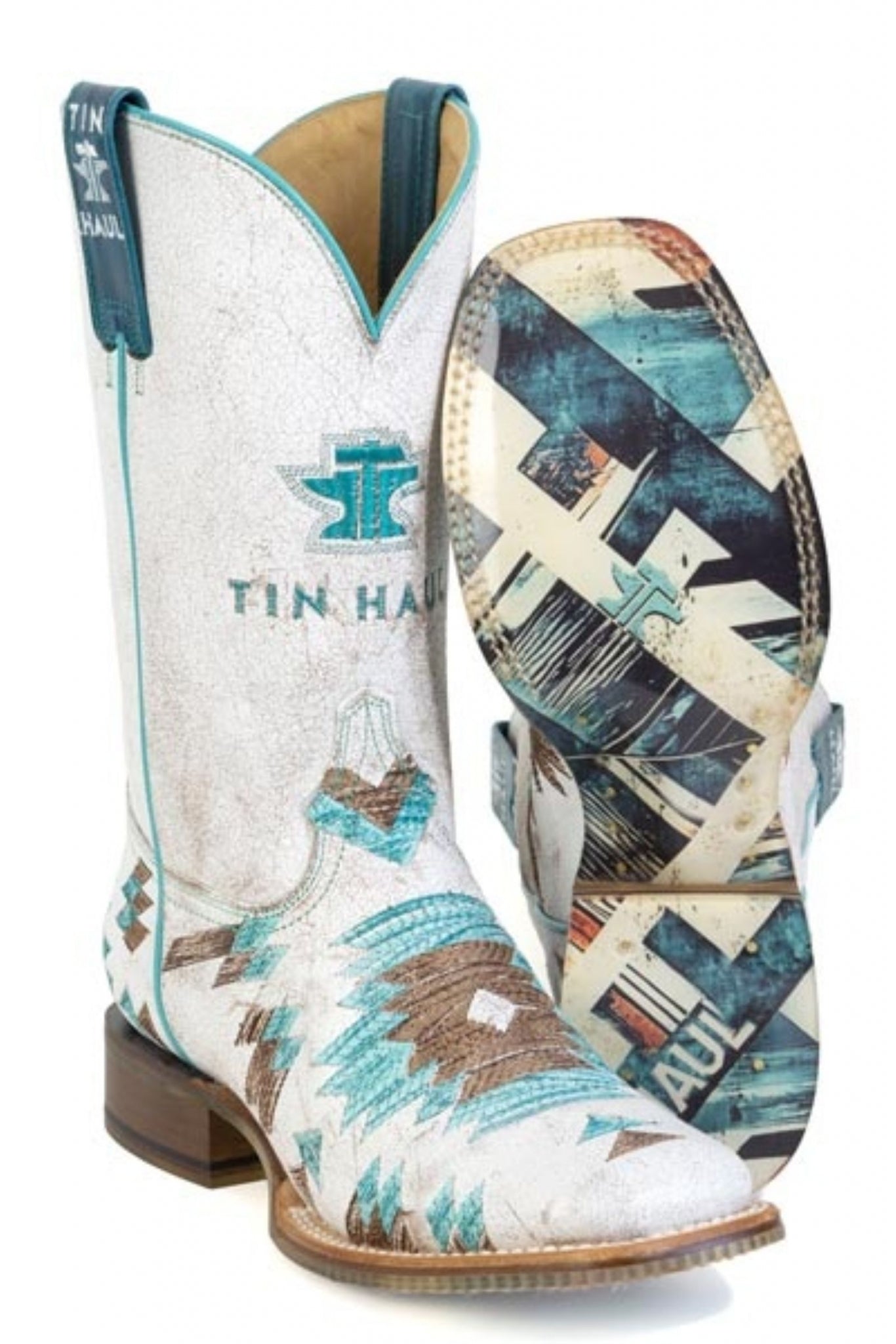 Tin Haul Ladies Twisted Aztection Square Toe Boots