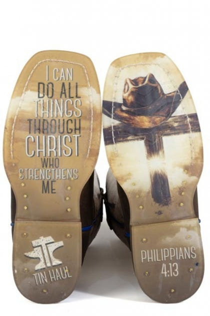 Tin Haul Big Kids Church Cross Square Toe Bootss