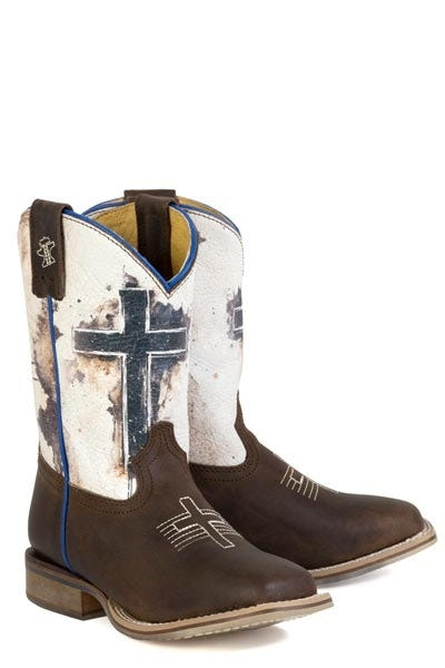 Tin Haul Big Kids Church Cross Square Toe Bootss