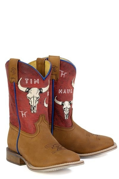 Tin Haul Big Kids Bullheaded Square Toe Bootss