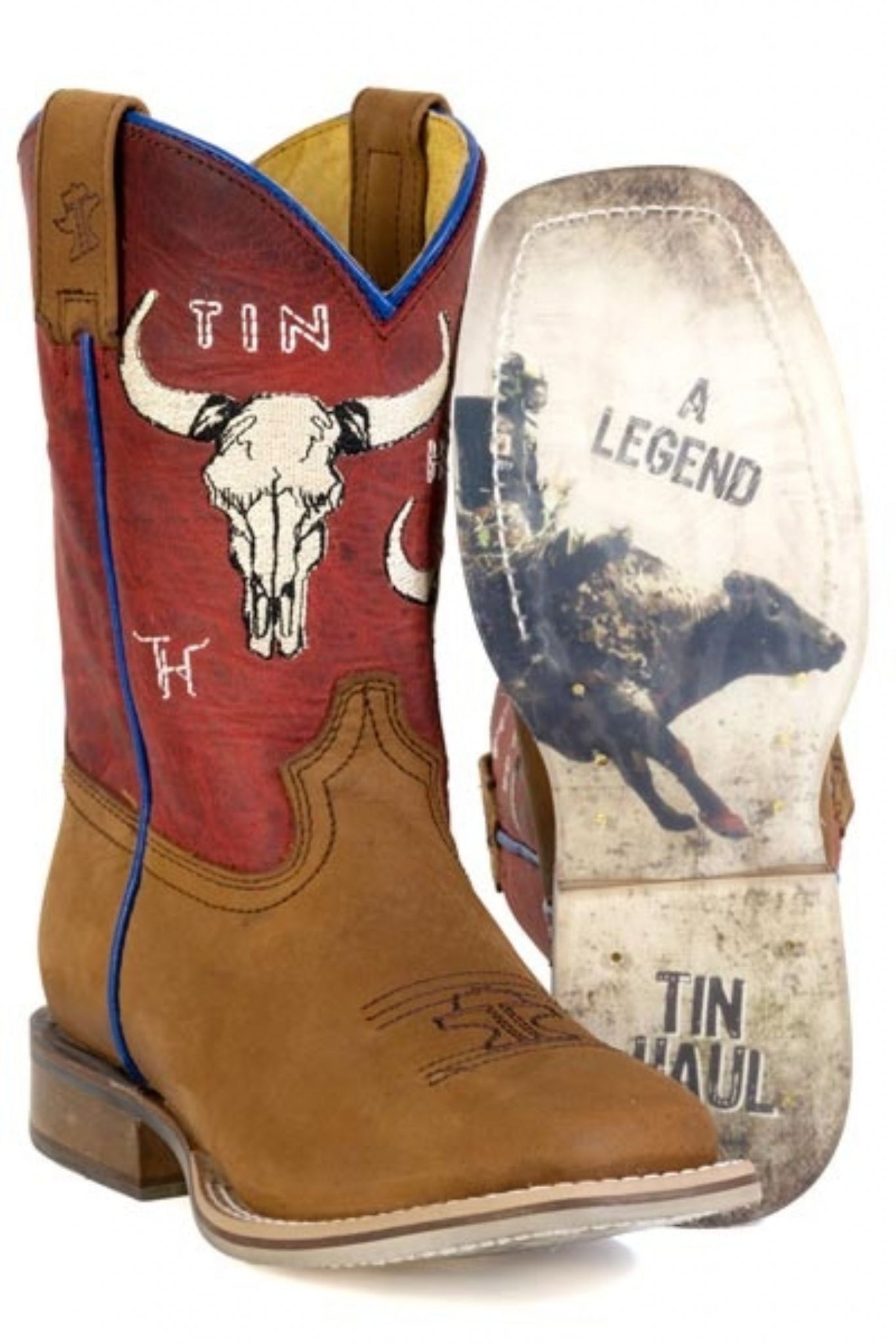 Tin Haul Big Kids Bullheaded Square Toe Bootss