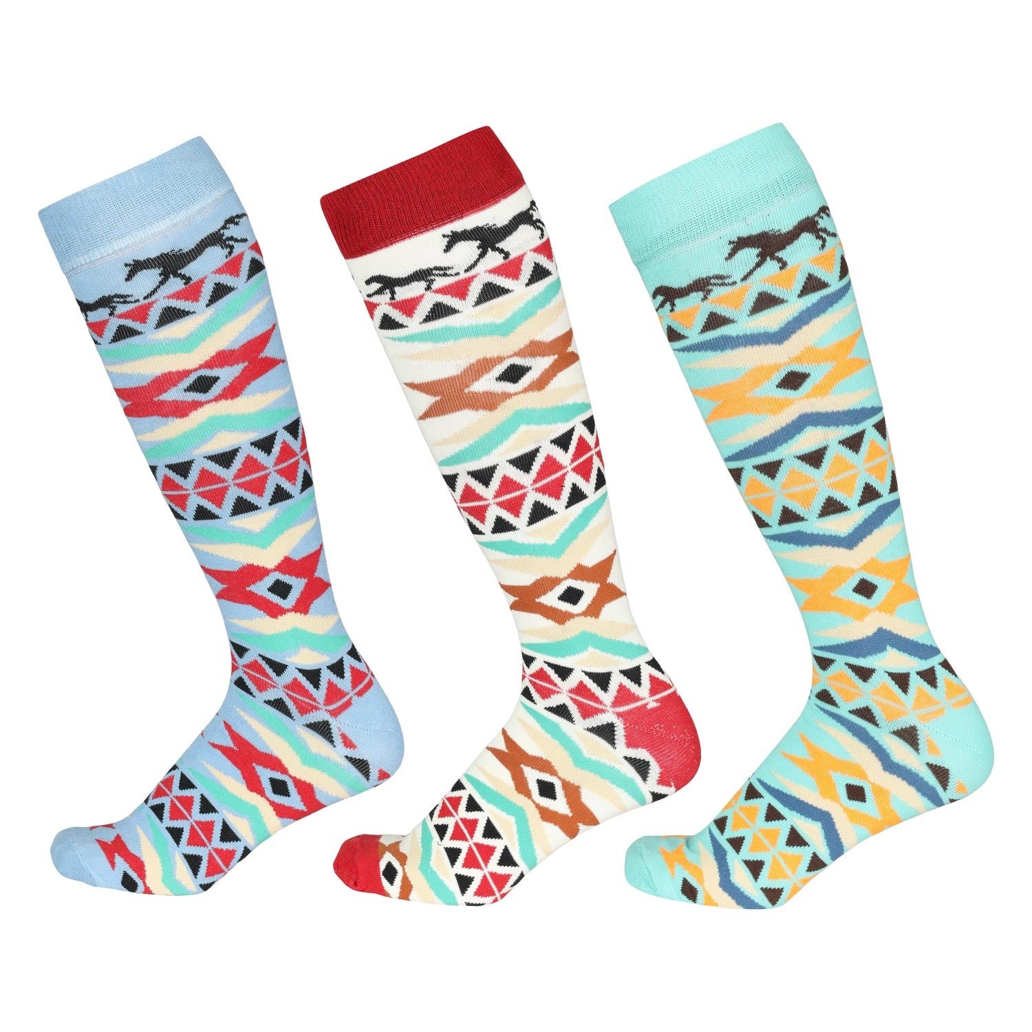 AWST Int'l Ladies Aztec Knee Socks- 3 Pack