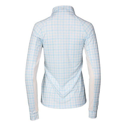 Dapplebay Ladies Gingham 1/4 Zip Long Sleeve Riding Top