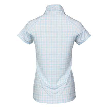 Dapplebay Ladies Gingham Short Sleeve 1/4 Zip Riding Top