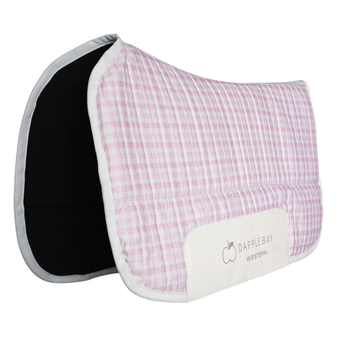 Dapplebay Gingham Western Saddle Pad-Pink/White-One Size