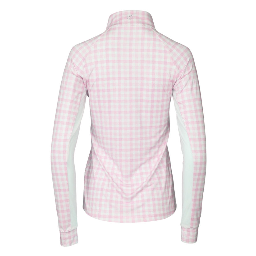 Dapplebay Ladies Gingham 1/4 Zip Long Sleeve Riding Top
