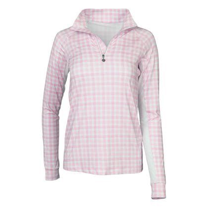 Dapplebay Ladies Gingham 1/4 Zip Long Sleeve Riding Top