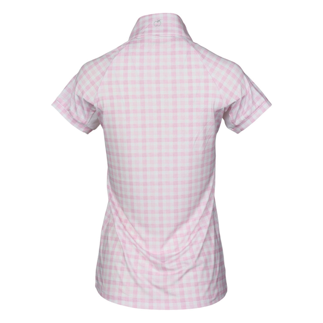 Dapplebay Ladies Gingham Short Sleeve 1/4 Zip Riding Top