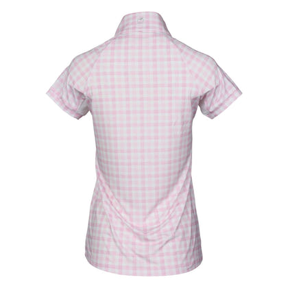 Dapplebay Ladies Gingham Short Sleeve 1/4 Zip Riding Top