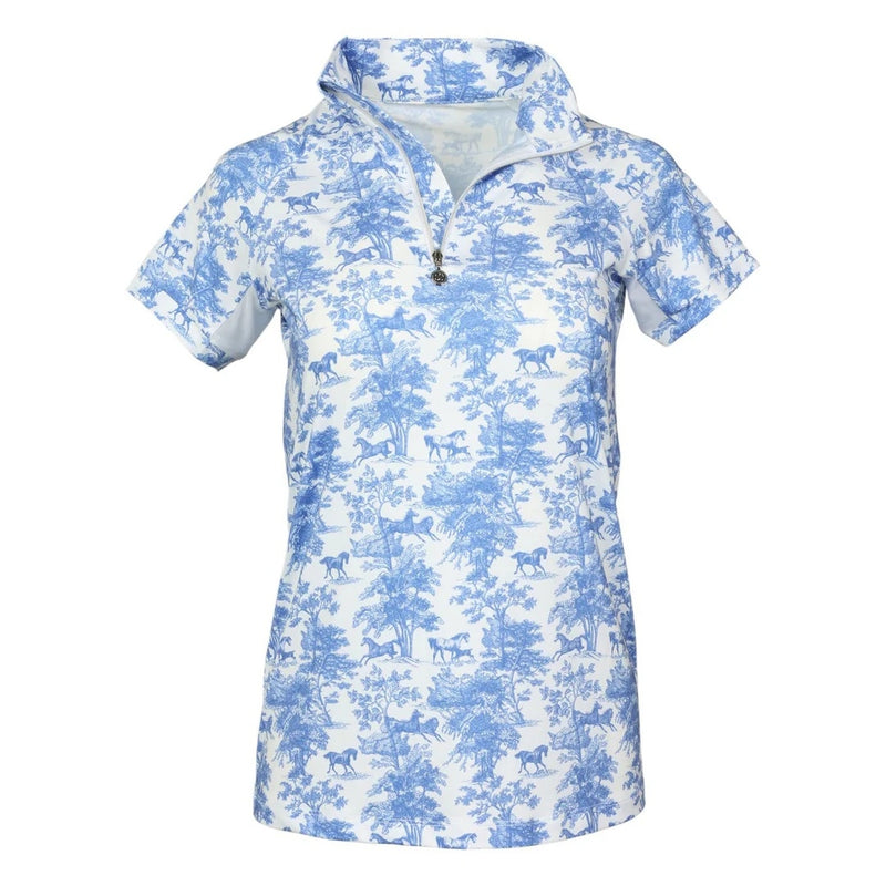 Dapplebay Kids Equestrian Toile 1/4 Zip Short Sleeve Top
