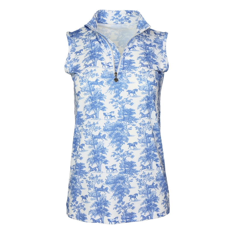 Dapplebay Ladies Equestrian Toile 1/4 Zip Sleeveless Light Riding Top
