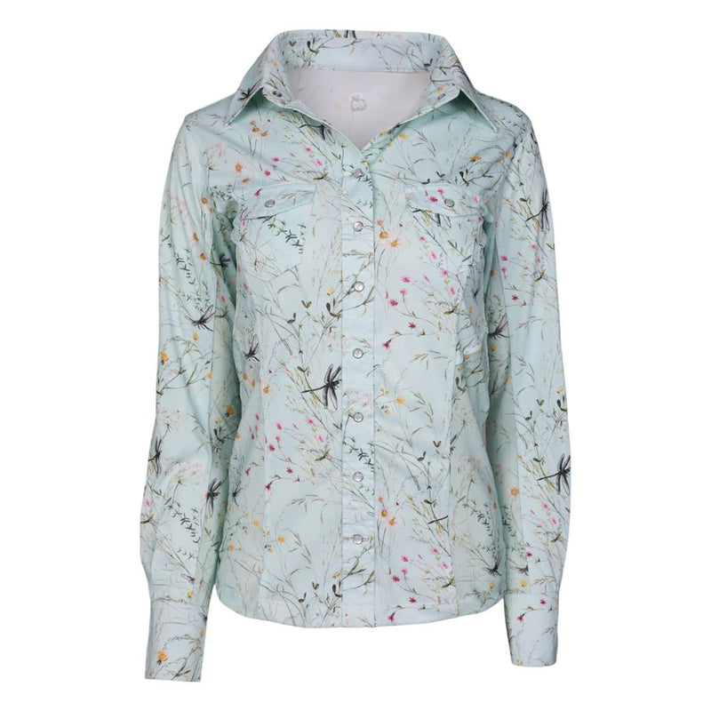 Dapplebay Ladies Dragonfly Meadow Button Down Western Shirt
