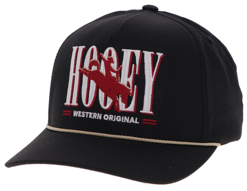 Wild Ride Black 5-Panel Trucker with Red / White Hooey Embroidery Logo