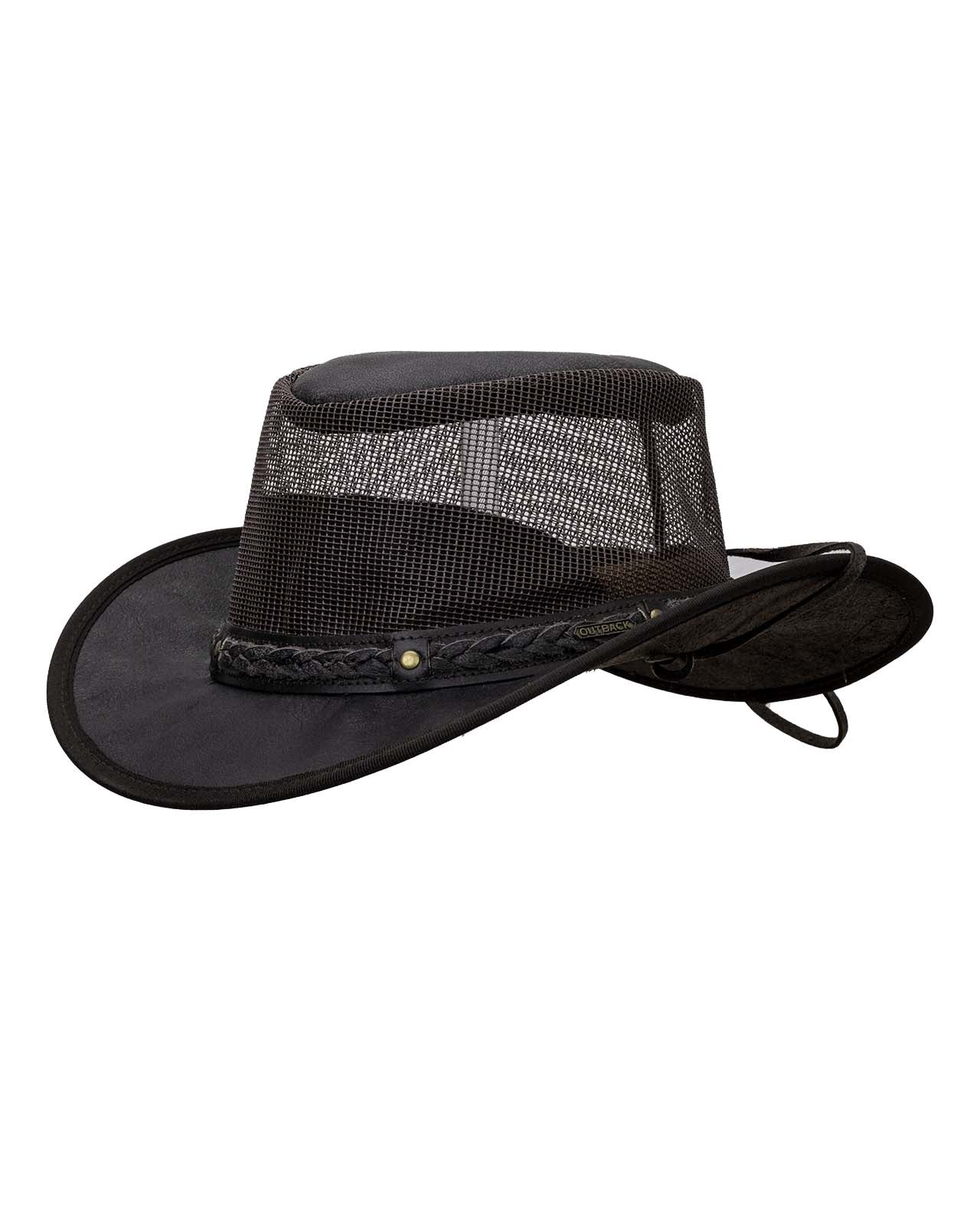 Outback Trading Wagga Wagga with Mesh Leather Hat