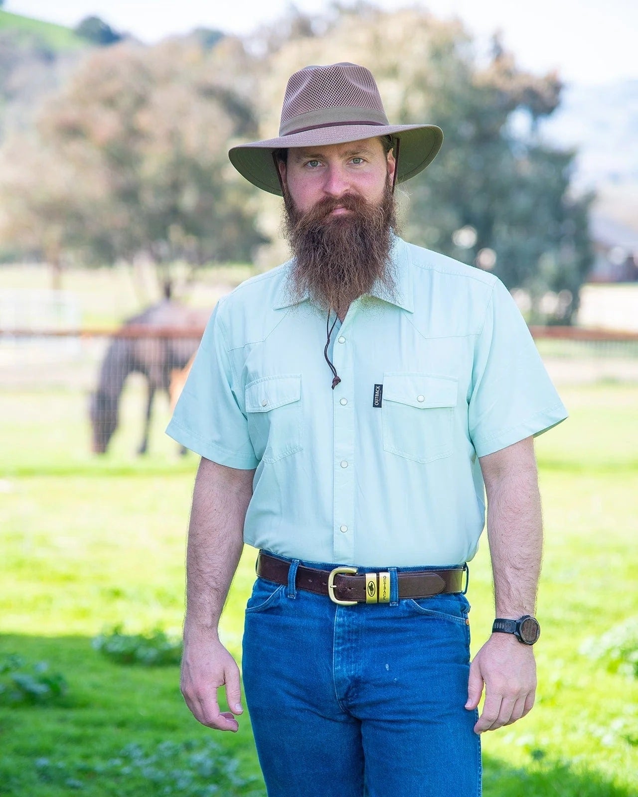 Outback Trading Mens Short Sleeve Moab Western Snap Bamboo Shirt