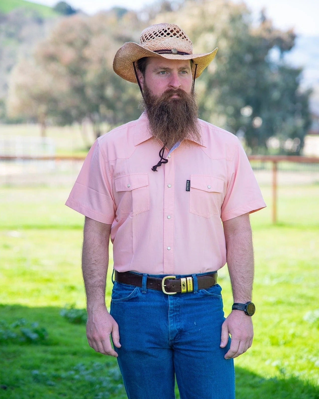 Outback Trading Mens Short Sleeve Moab Western Snap Bamboo Shirt
