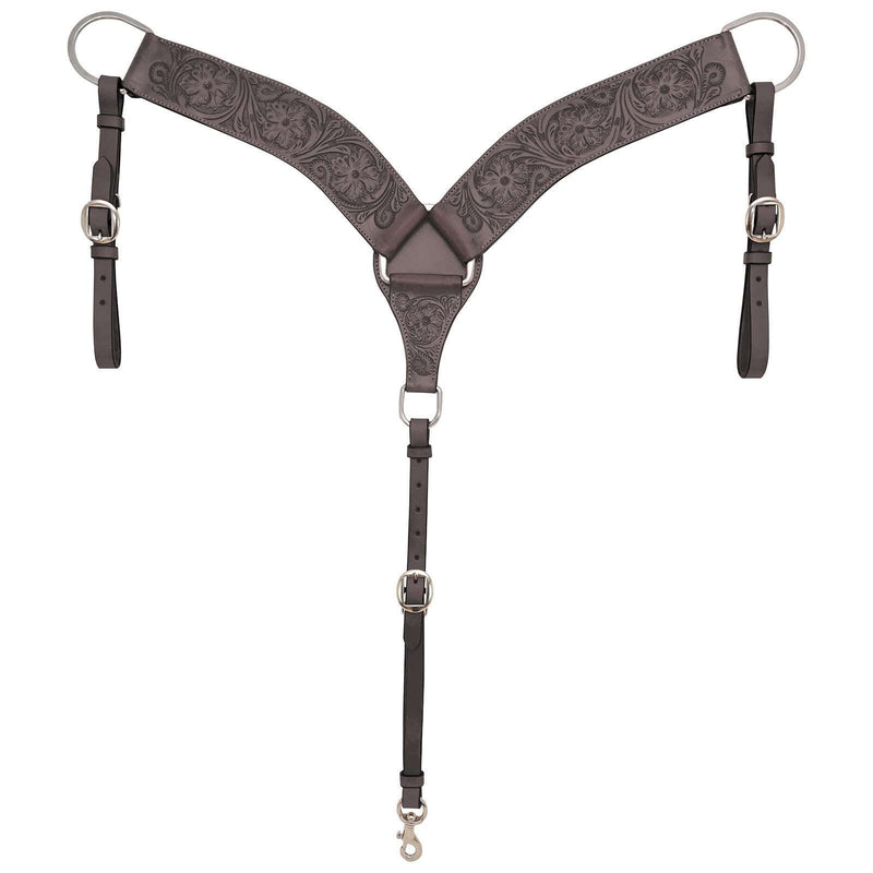 Circle Y 3" Shaped Floral Tooled Breast Collar