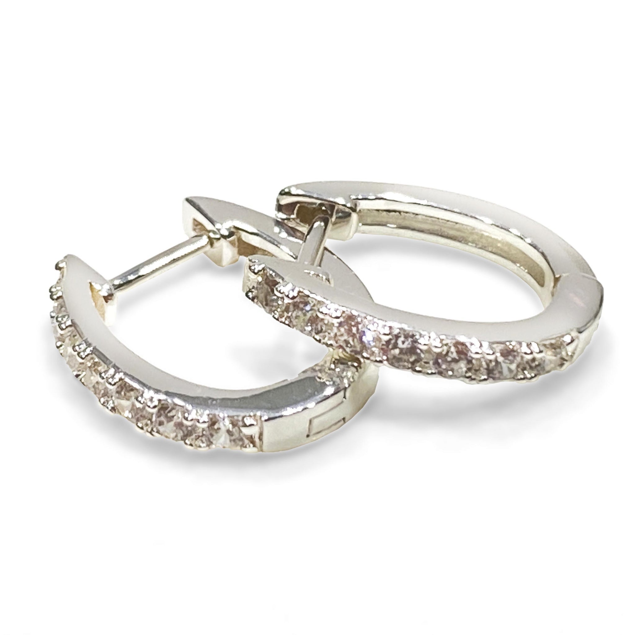 Horseshoe Hinge Earrings with Clear CZ Stones