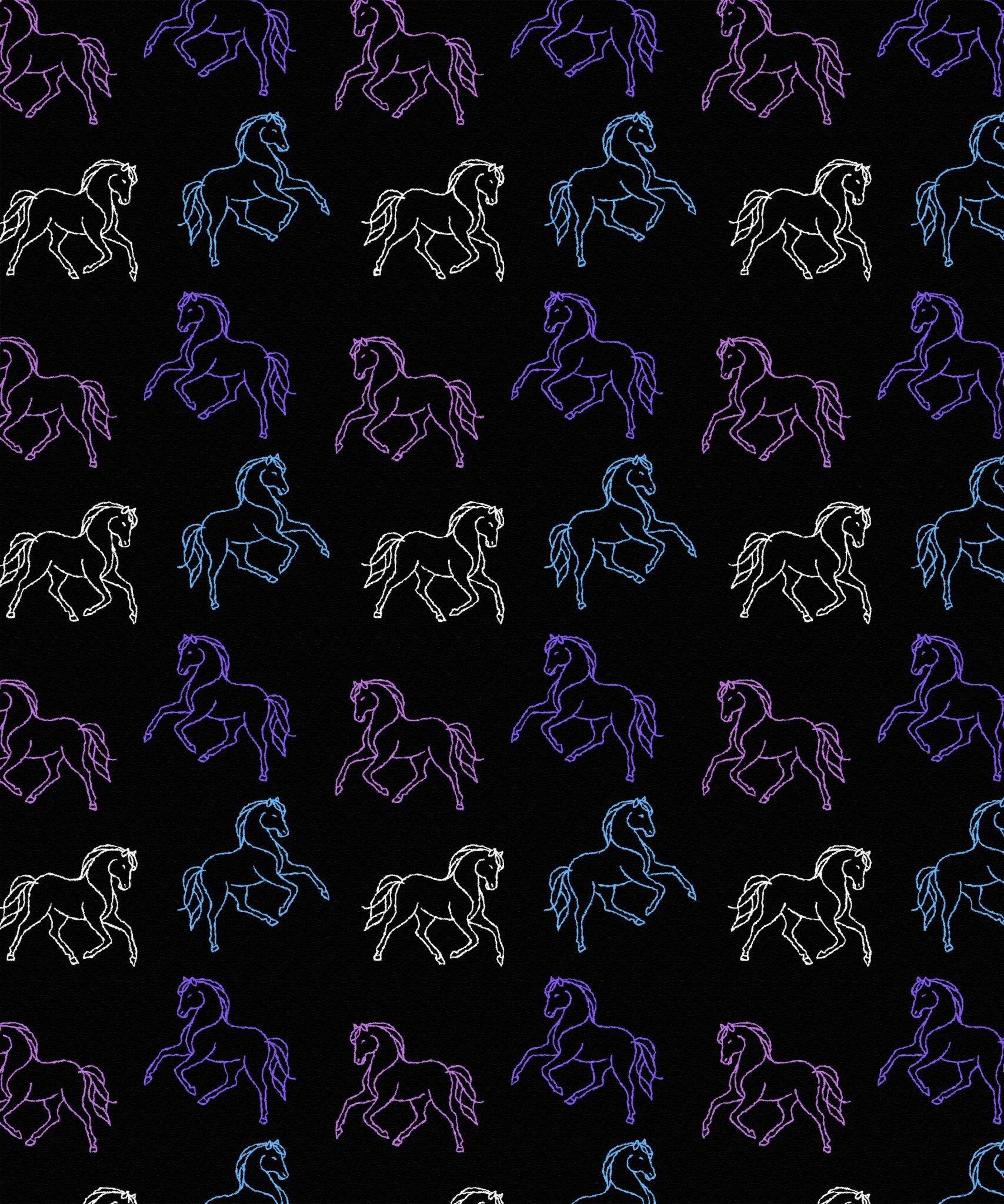 Neon Lights Horses Throw Blanket