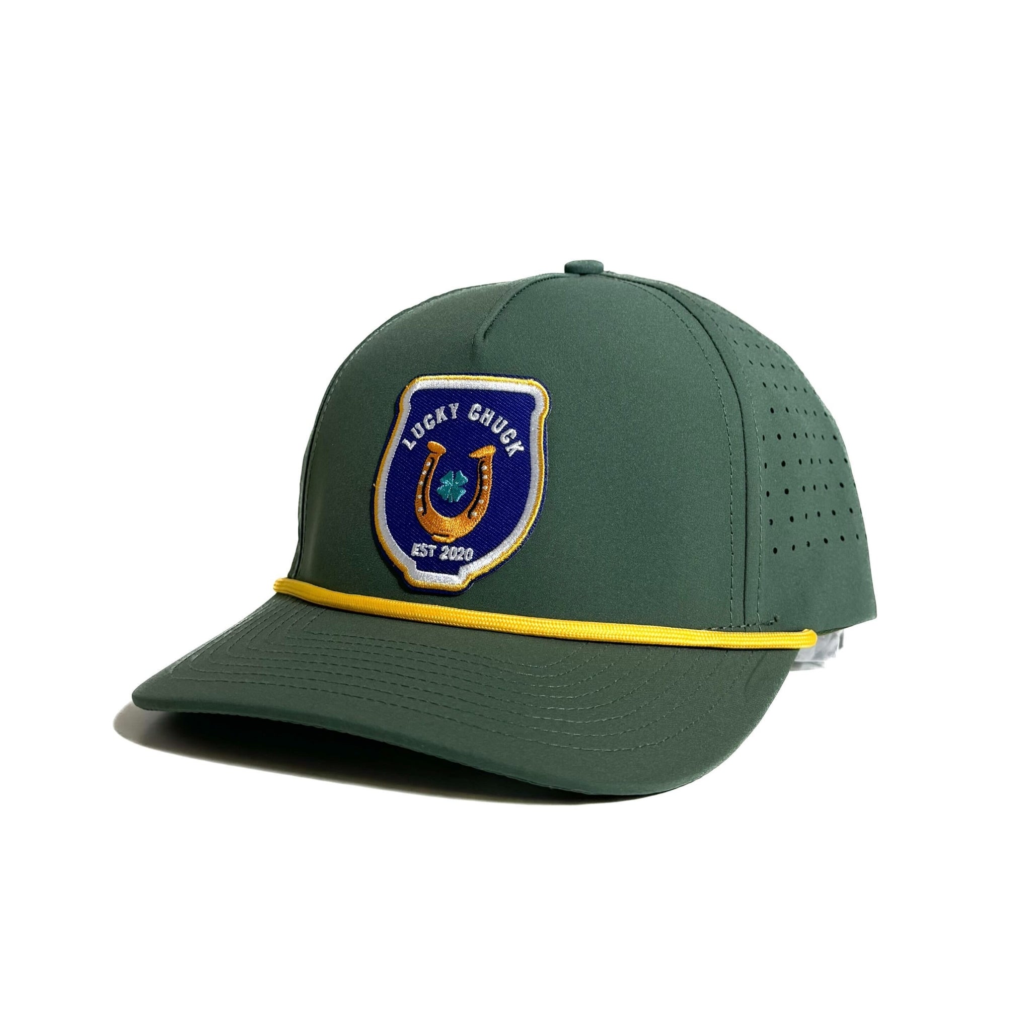 Lucky Chuck Lucky Gulf Polo Patch Performance Hat with Gold Rope