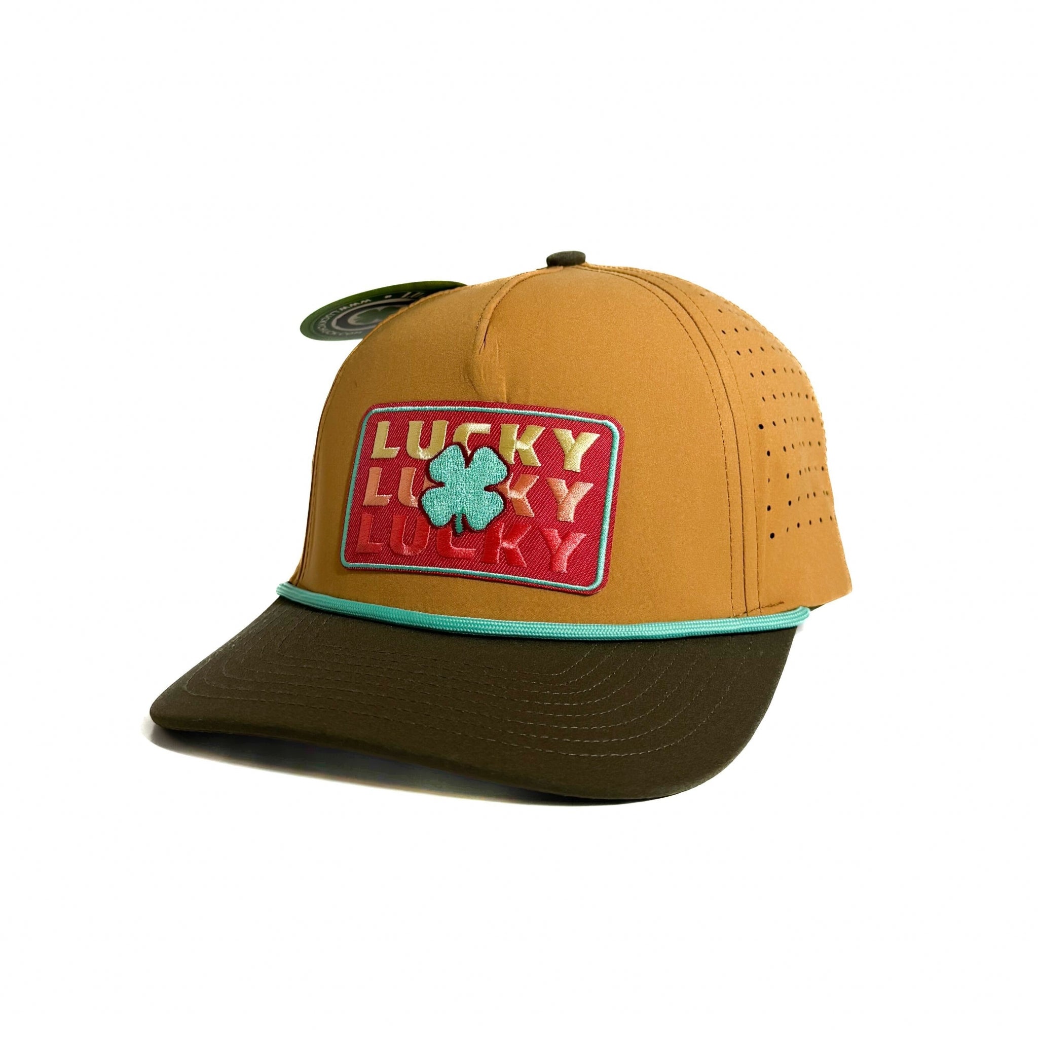 Lucky Chuck Lucky Gulf Red Trio Patch Performance Hat with Rope